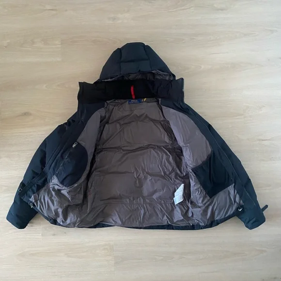 Mens Ralph Lauren Black Puffer Jacket with Red Accent Size L - Picture 3 of 6